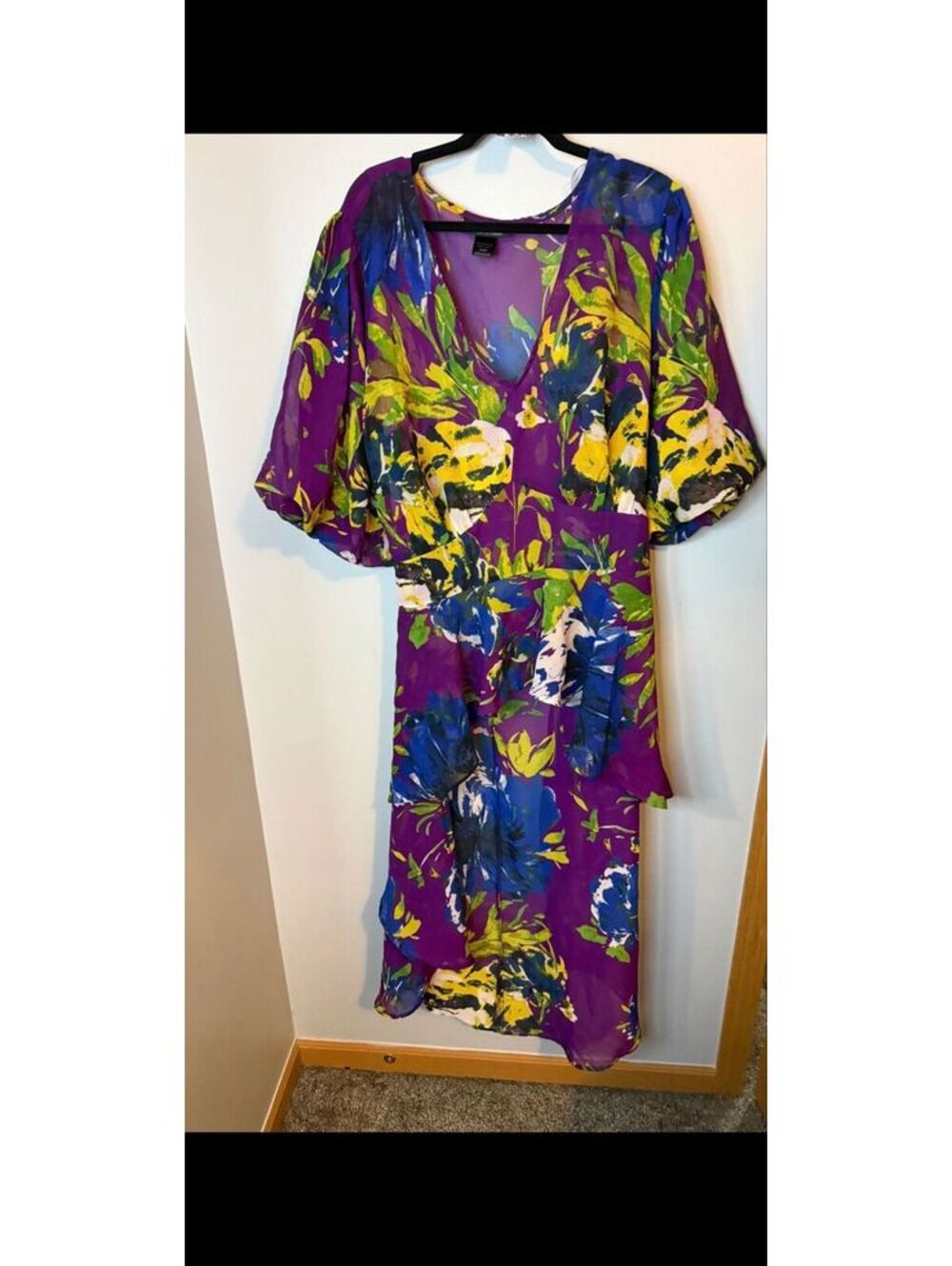 79. 1-2X Ashley Stewart floral ruffle coverup PTP 25
